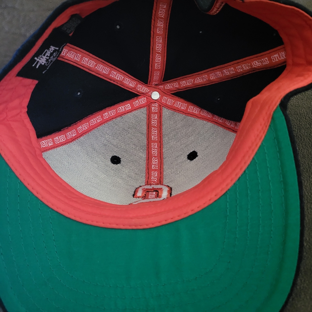 Stussy Hat Cap Mens Snap Back Navy Blue S Logo Wool Blend Streetwear Stüssy - Picture 5 of 9